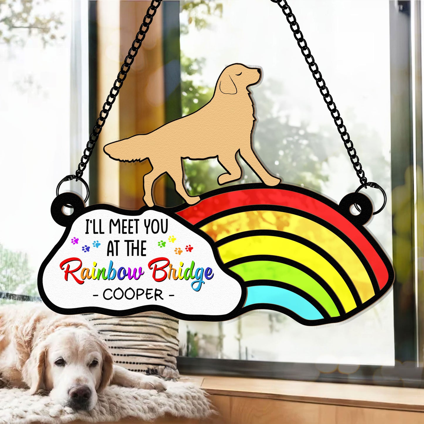 I'll Meet You At The Rainbow Bridge - Personalized Window Hanging Suncatcher Ornament
