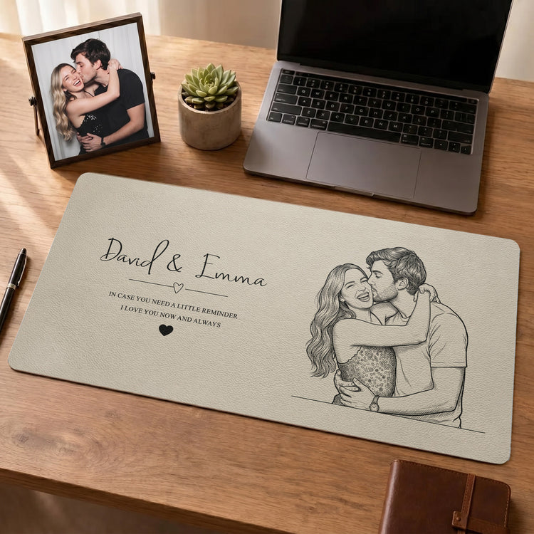I-Love-You-Now-And-Always-Couple-Photo-Sketch-Line-Art-Personalized-Desk-Mat-1