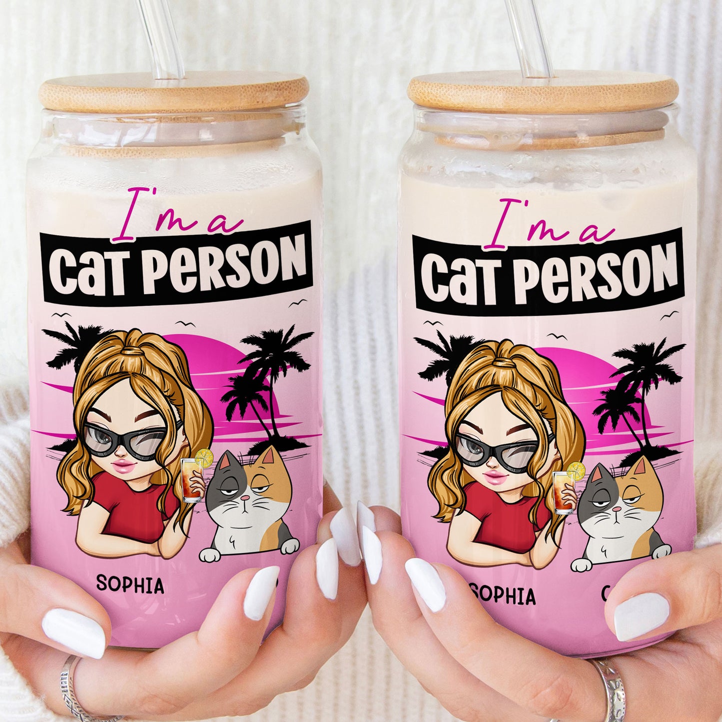 I'm A Cat Person - New Version - Personalized Clear Glass Cup