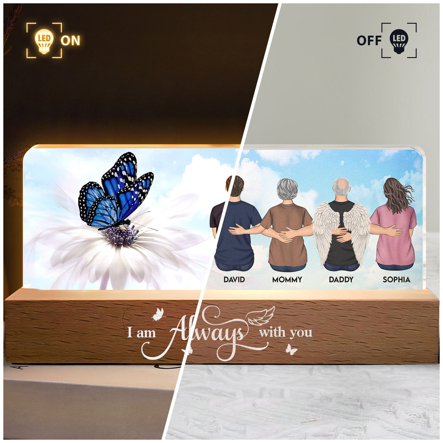 I'm Always With You - Butterfly Version - Personalized LED Night Light