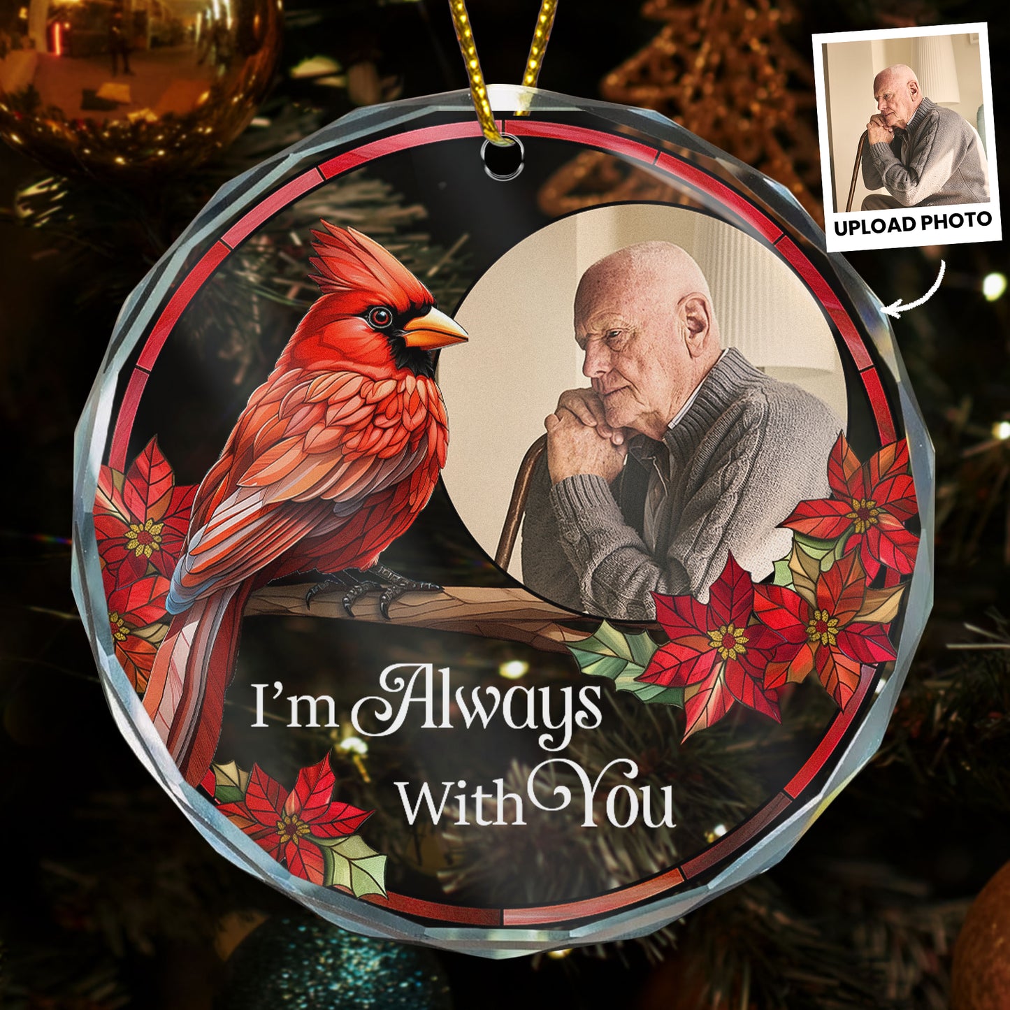 I'm Always With You - Personalized Glass Photo Ornament