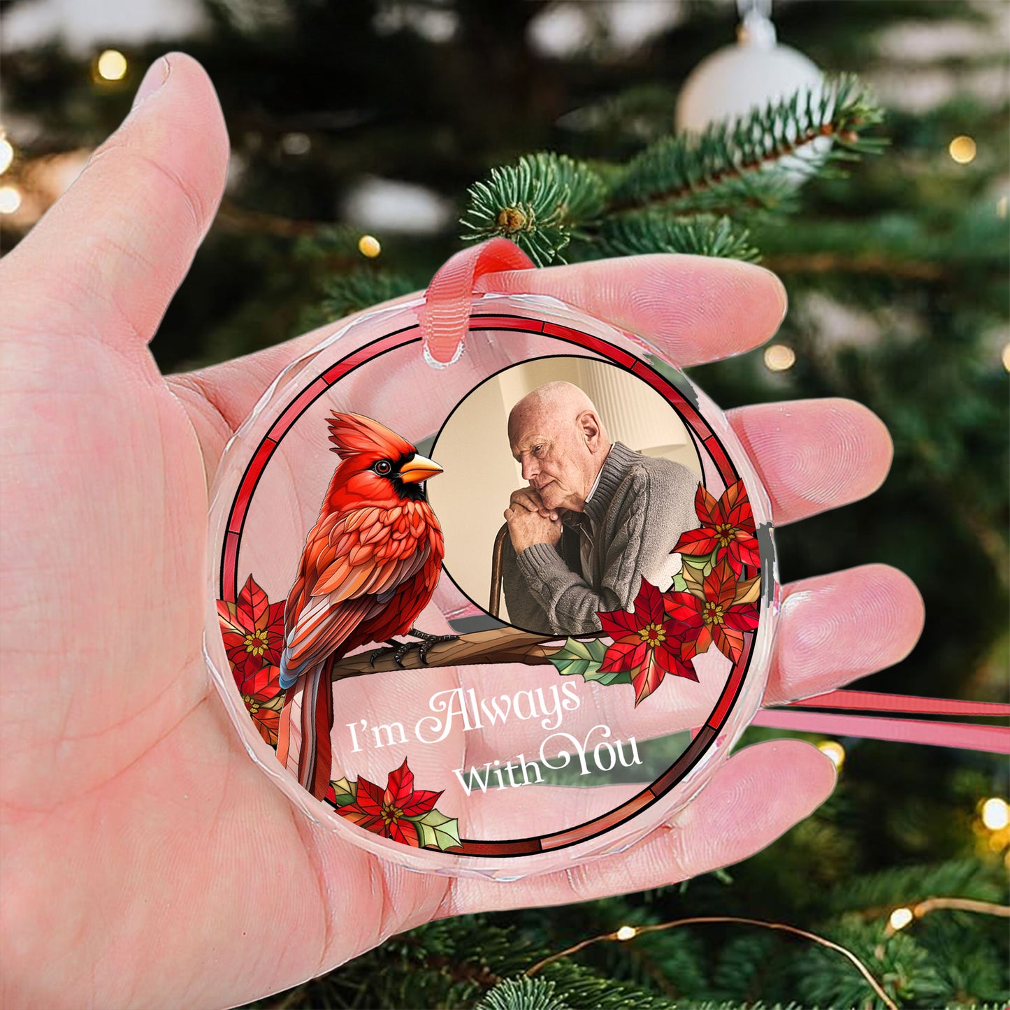 I'm Always With You - Personalized Glass Photo Ornament