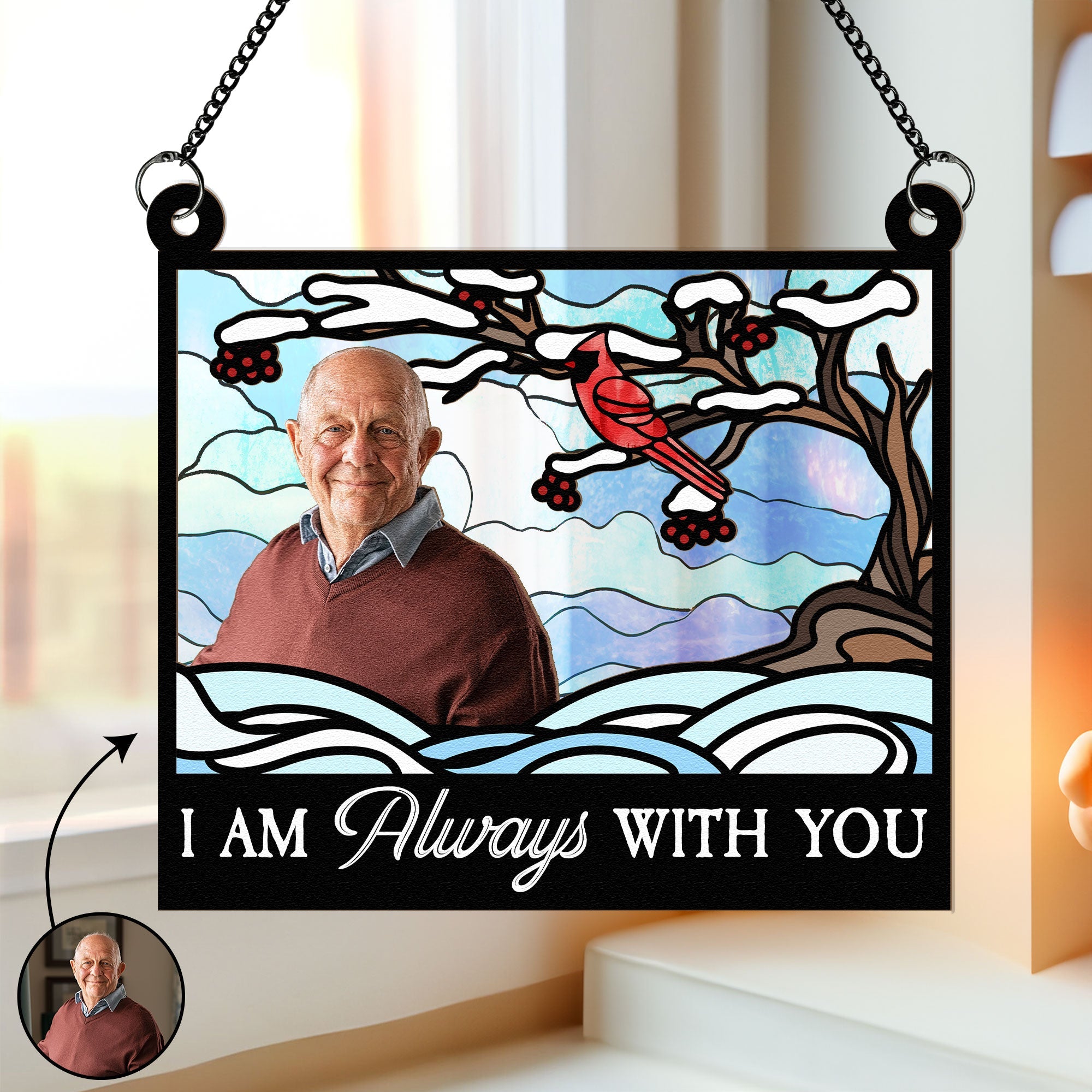 thumbnail image 2 of Personalized Memorial Suncatcher Ornament – Custom Photo Window Hanging, Sympathy Gift 2 of 9