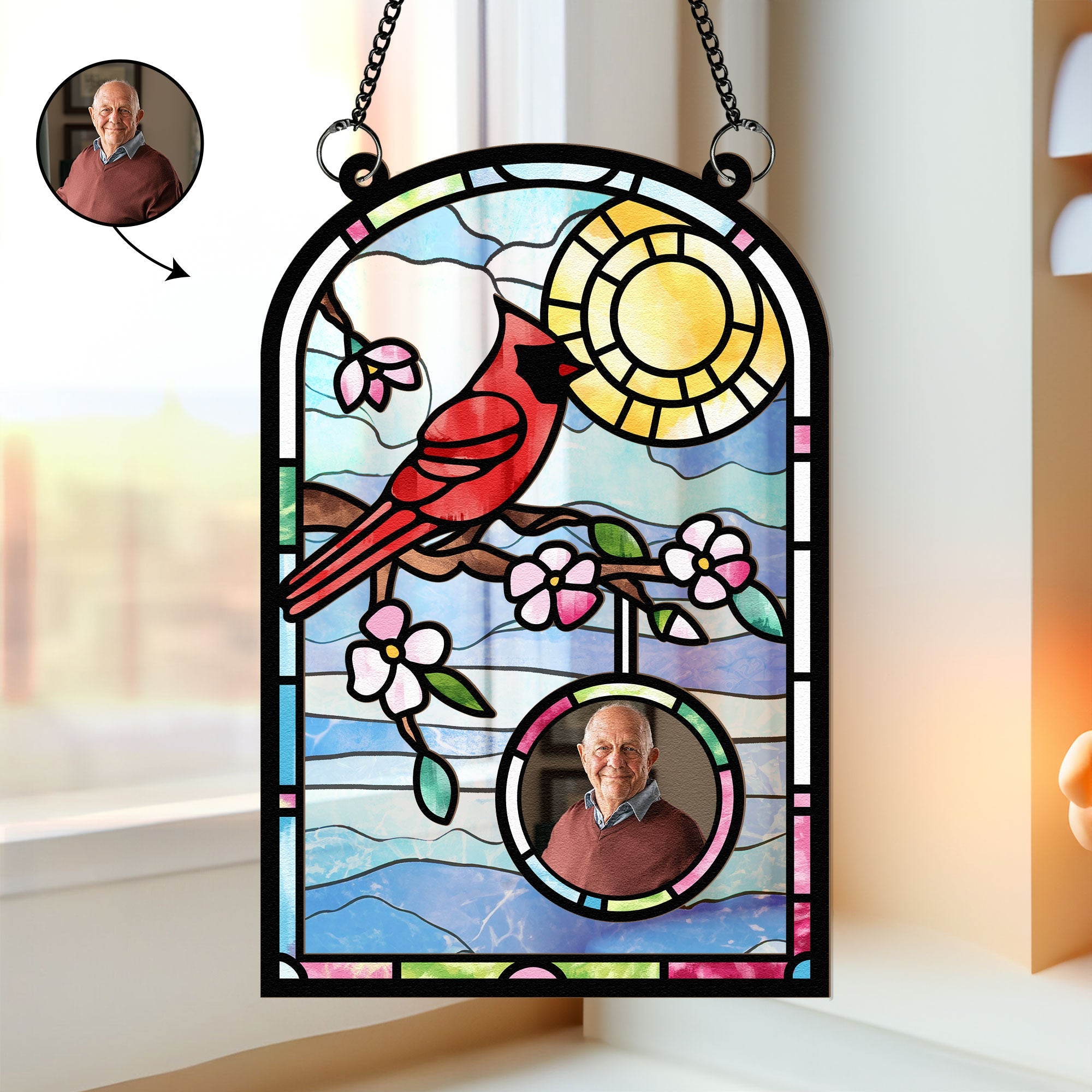 thumbnail image 2 of Personalized Memorial Suncatcher Ornament – Custom Photo Window Hanging, Sympathy Gift 2 of 9