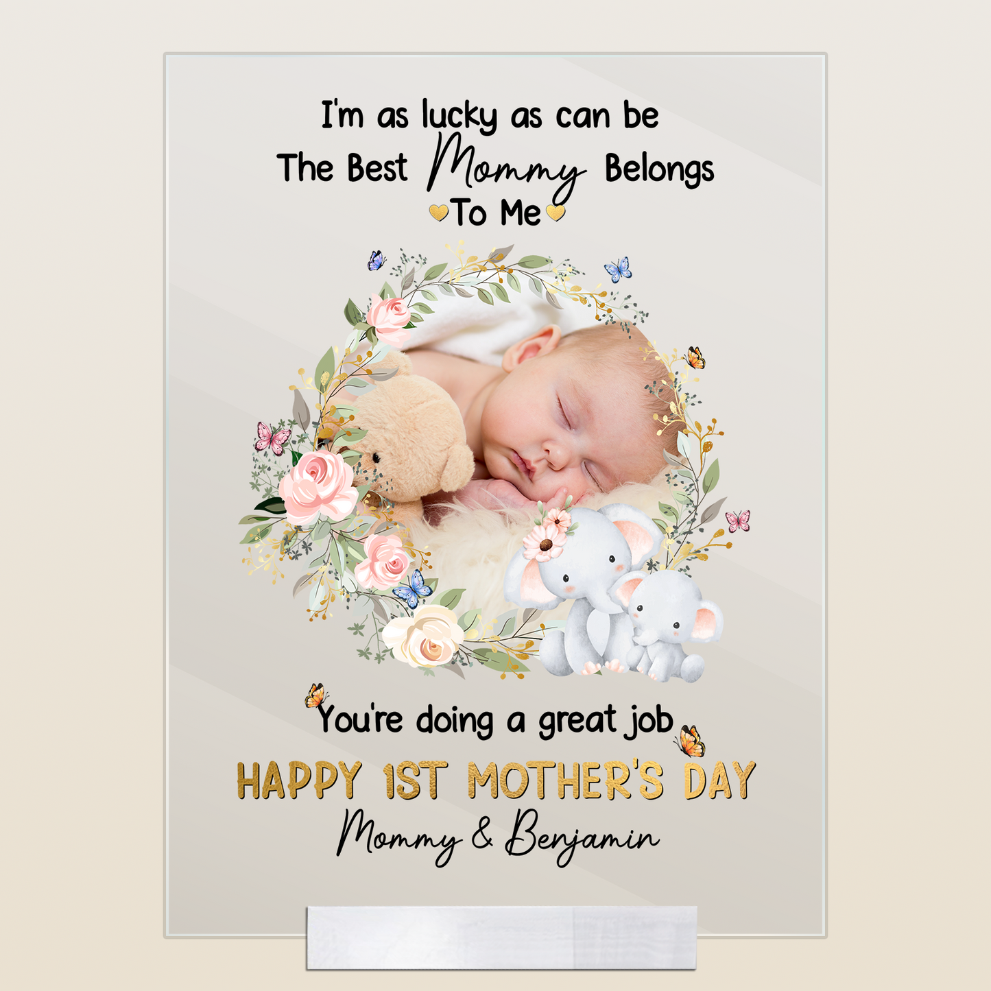 I'm As Lucky As Can Be The Best Mommy Belongs To Me - Personalized Acrylic Photo Plaque