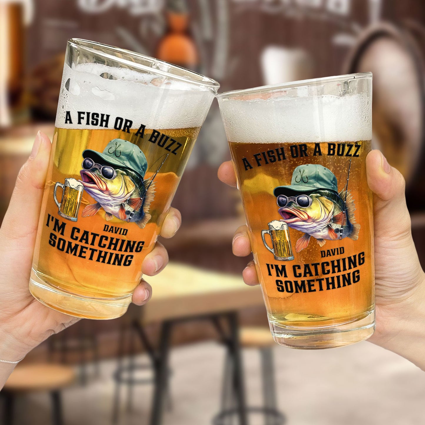 I'm Catching Something - Personalized Beer Glass