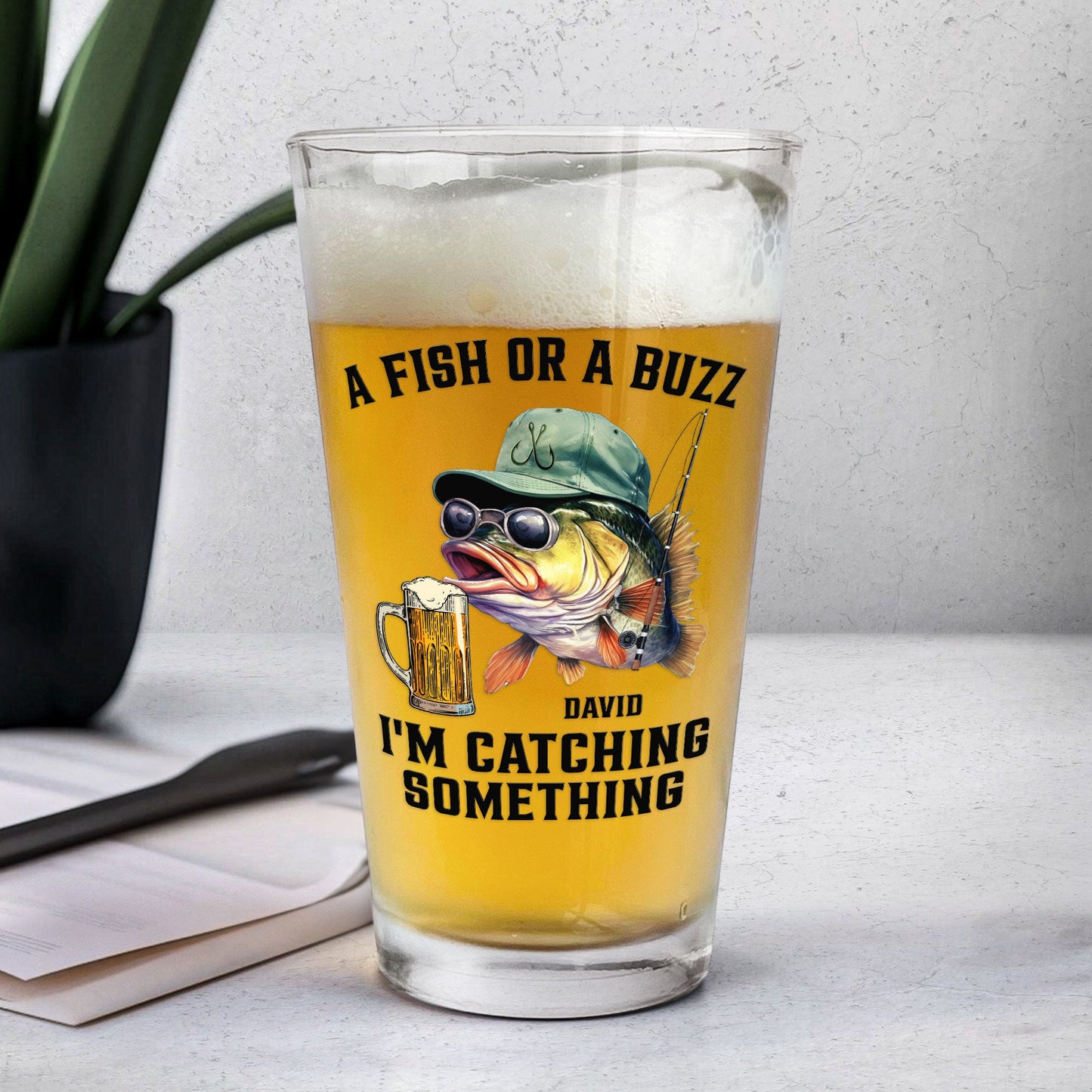 I'm Catching Something - Personalized Beer Glass