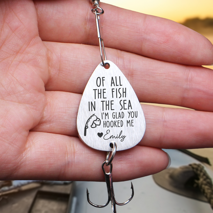 I'm Glad You Hooked Me - Personalized Fishing Lure Keychain