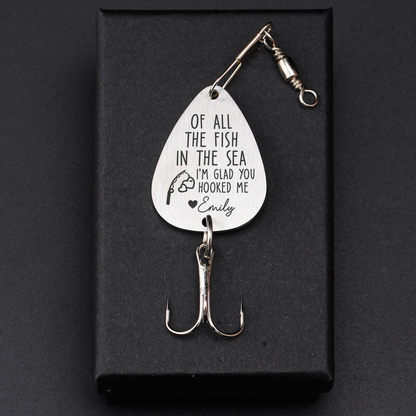 I'm Glad You Hooked Me - Personalized Fishing Lure Keychain