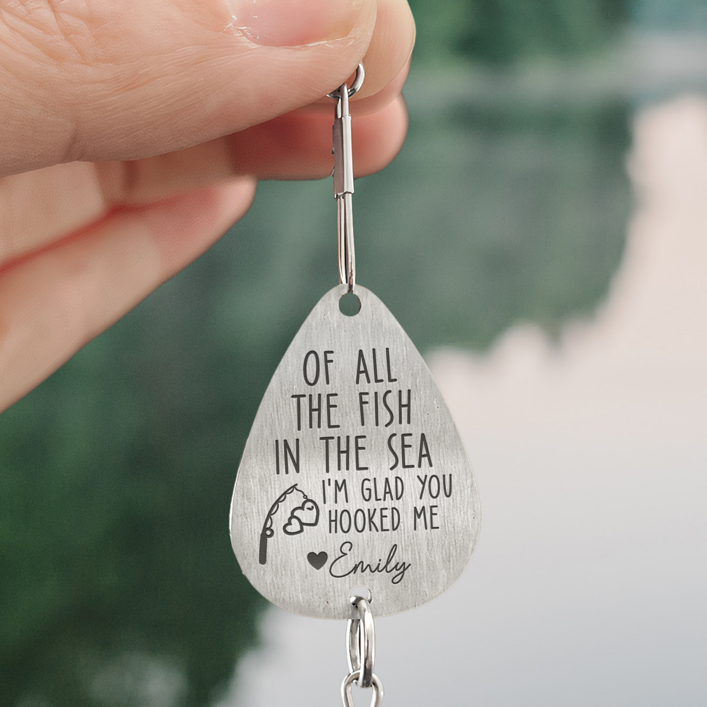 I'm Glad You Hooked Me - Personalized Fishing Lure Keychain