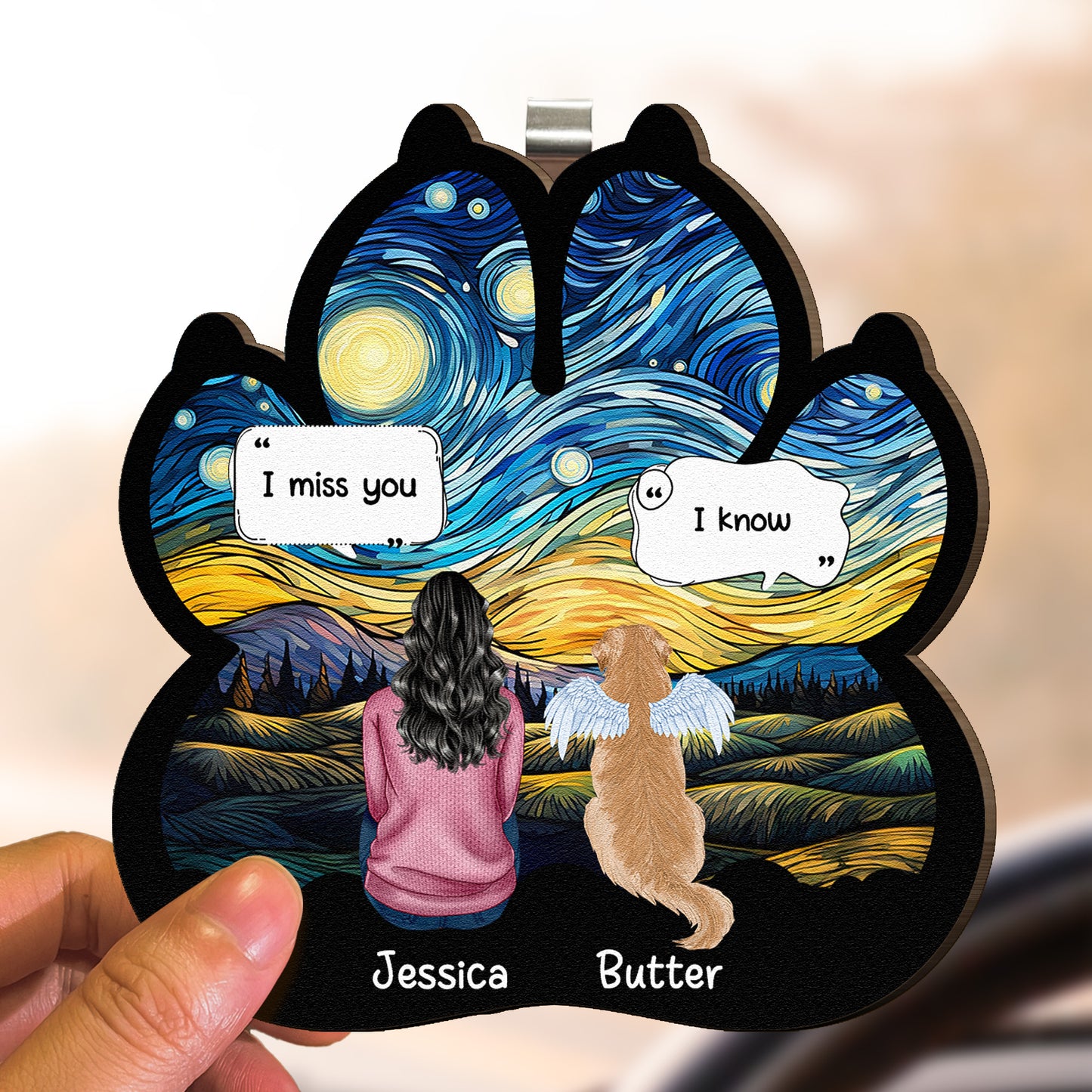 I-Miss-You-I-Know-Pet-Loss-Personalized-Wooden-Car-Visor-Clip-3