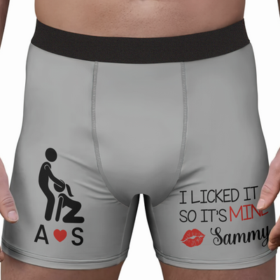 I Sucked It So It's Mine Naughty Couple Custom Funny Gifts For Husband, BF - Personalized Men's Boxer Briefs
