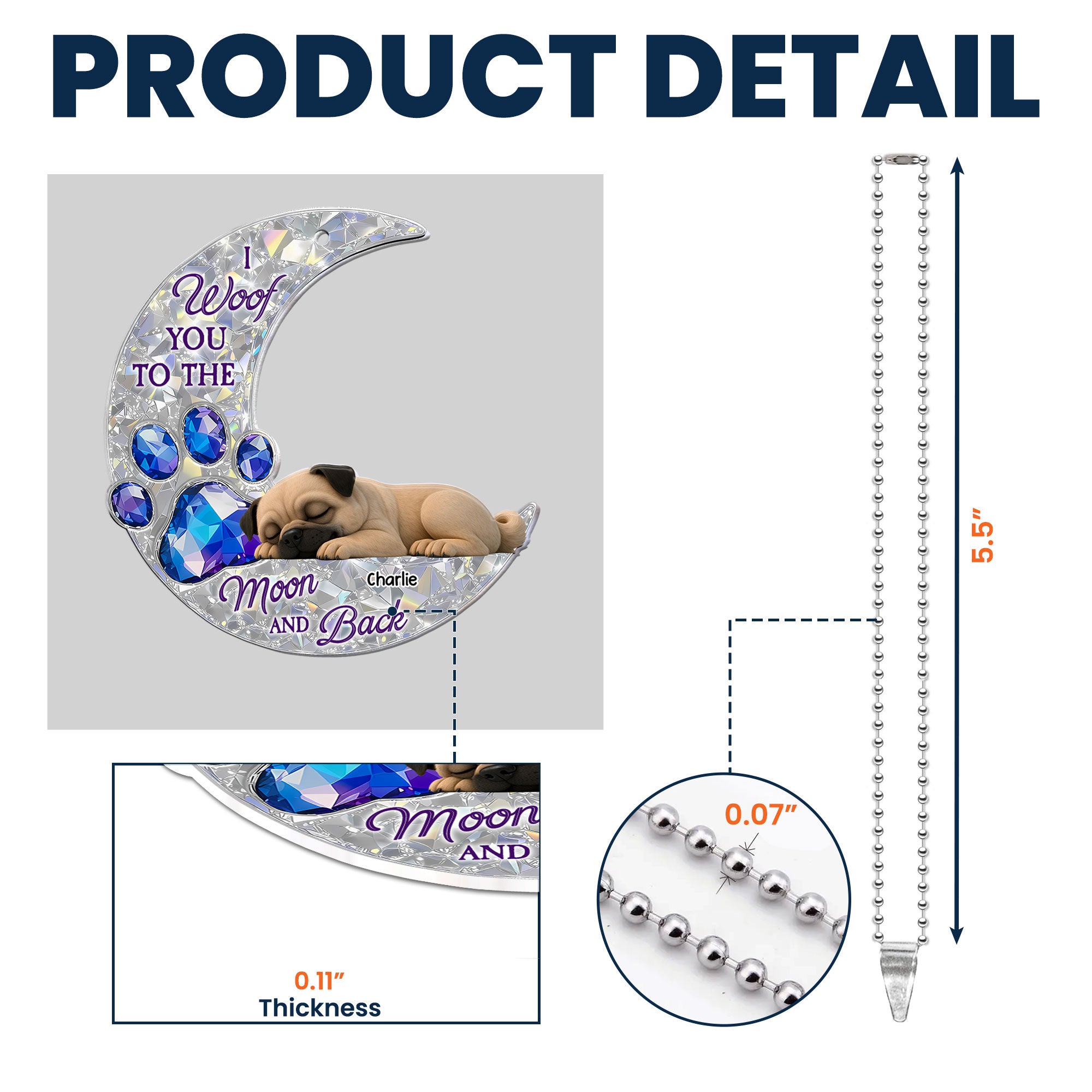 I-Woof You To The Moon And Back - Personalized Rear View Mirror Accessory 4