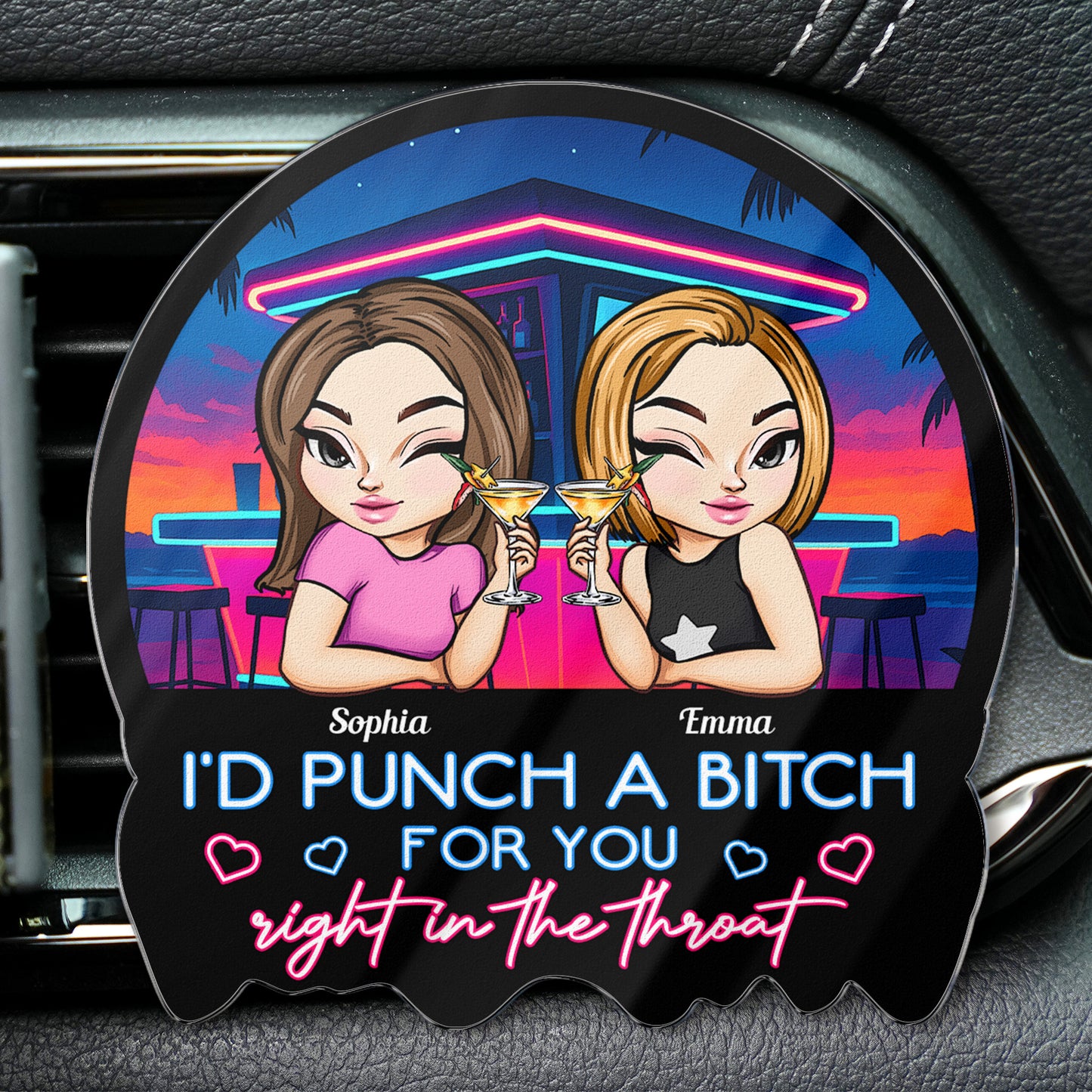 I'd Punch A Btch For You - Personalized Acrylic Car Vent Clip