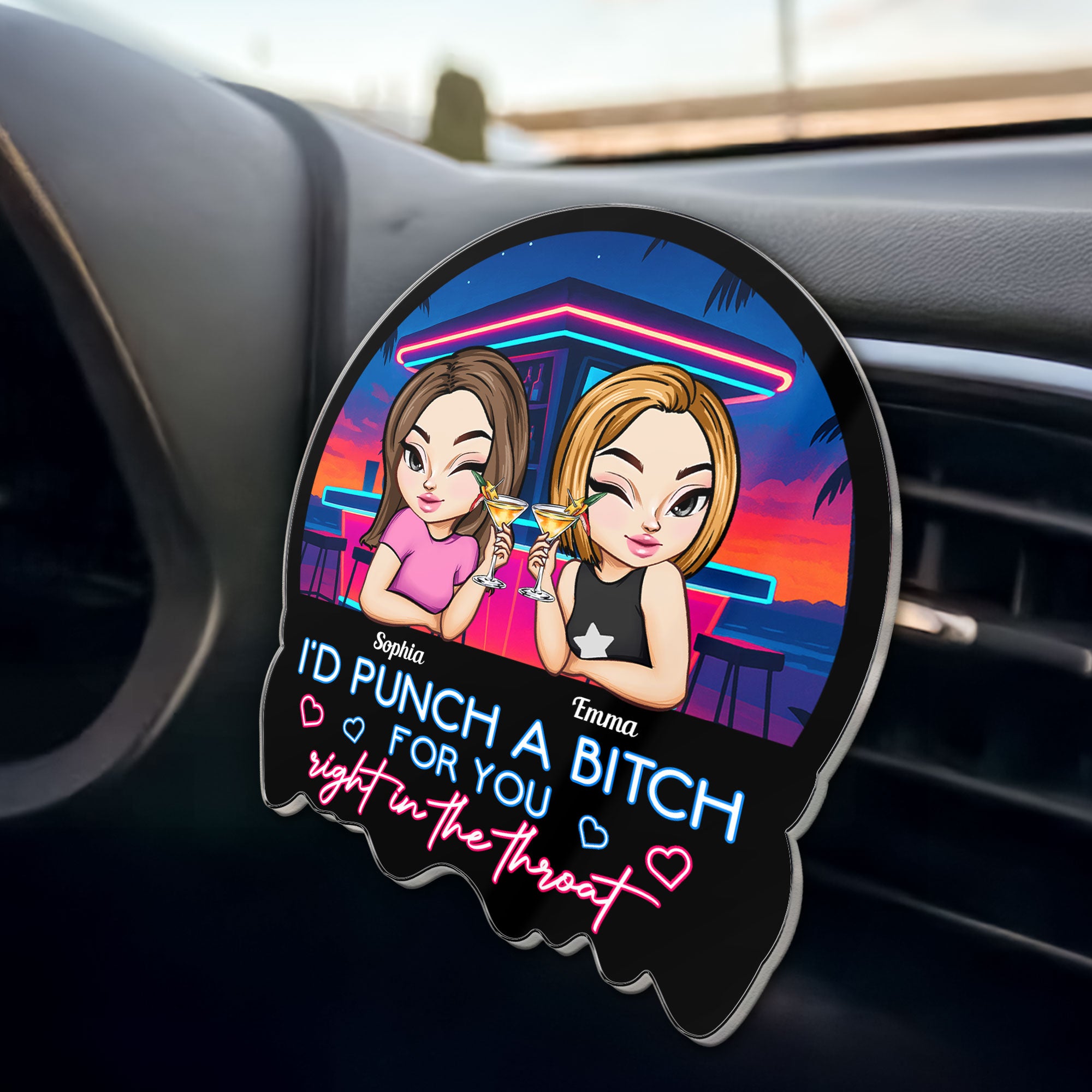 I'd Punch A Btch For You - Personalized Acrylic Car Vent Clip