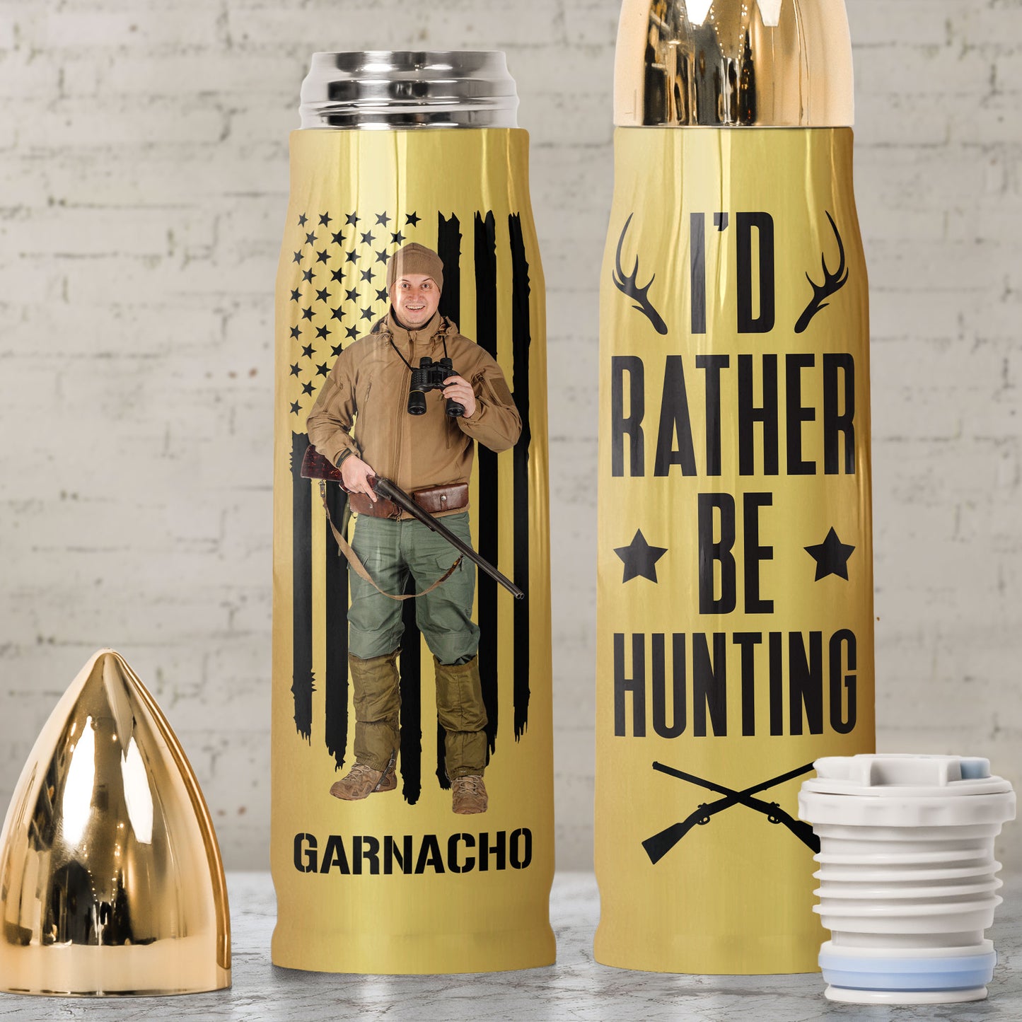 I'd Rather Be Hunting - Personalized Photo Bullet Tumbler