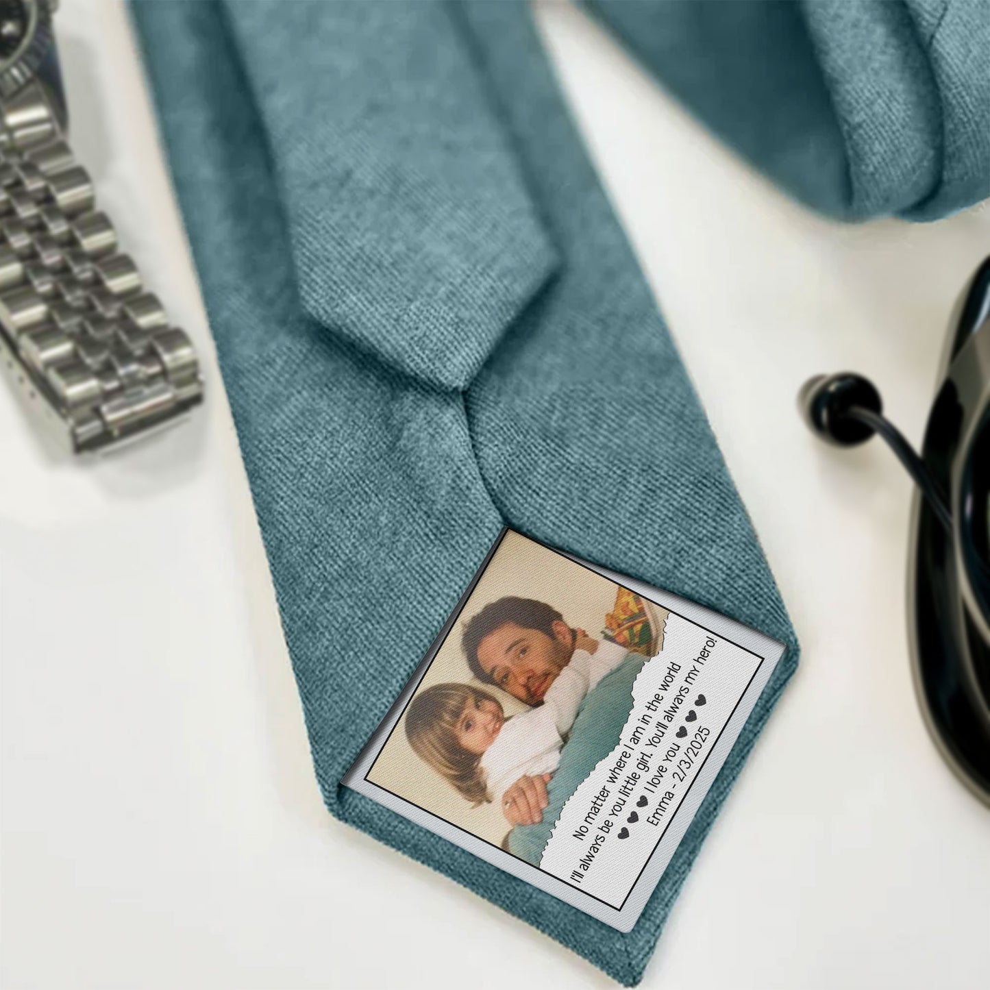 I'll Always Be You Little Girl You'll Always My Hero - Personalized Photo Tie Patch