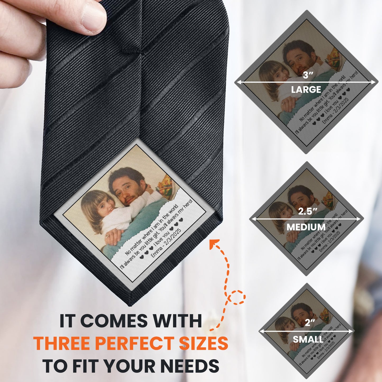 I'll Always Be You Little Girl You'll Always My Hero - Personalized Photo Tie Patch