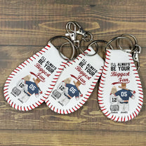 I'll Always Be Your Biggest Fan - Personalized Leather Baseball Keychain