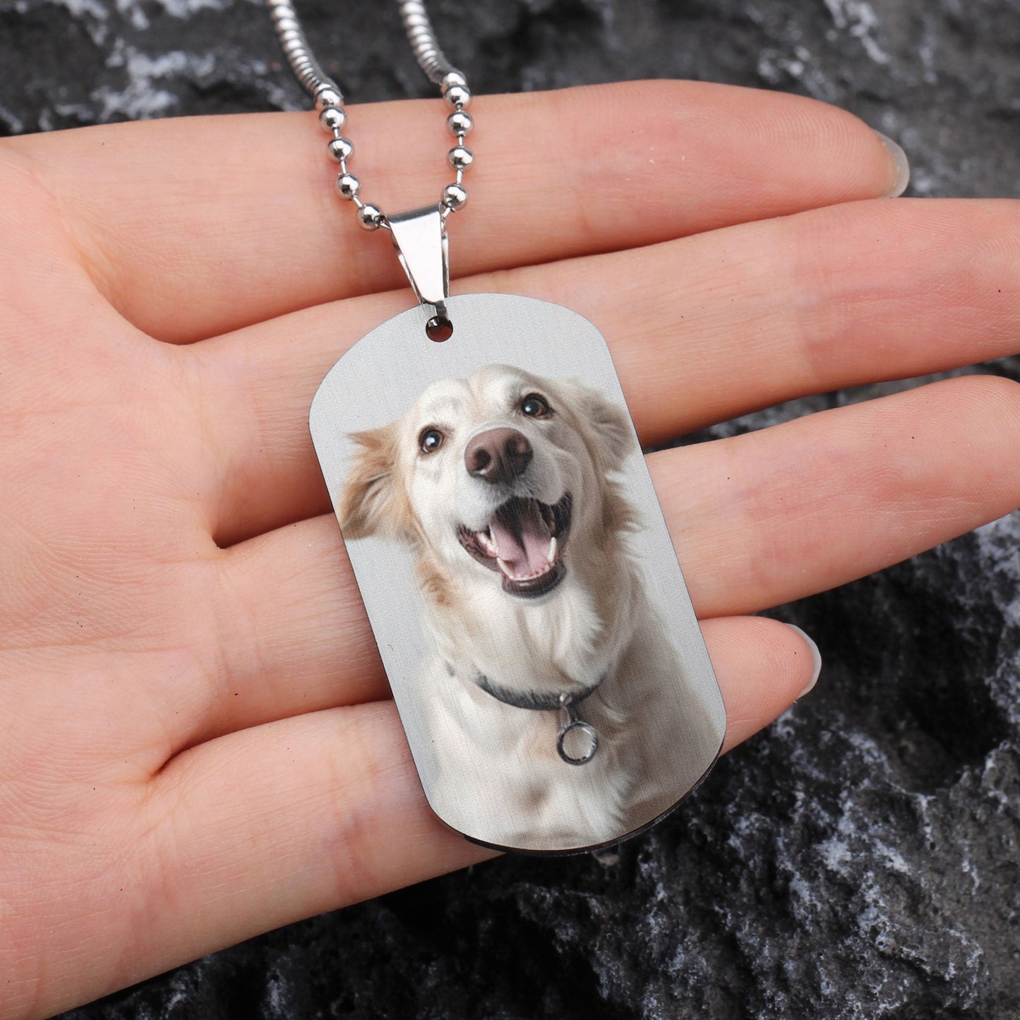 I'll Carry You With Me Til" I Can Hold You - Personalized Photo Dog Tag Necklace