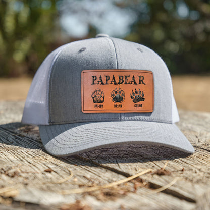 I'm A Papa Bear - Personalized Leather Patch Hat