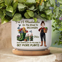 I'm A Plantaholic On The Road To Recovery Cartoon - Personalized Ceramic Plant Pot With Tray