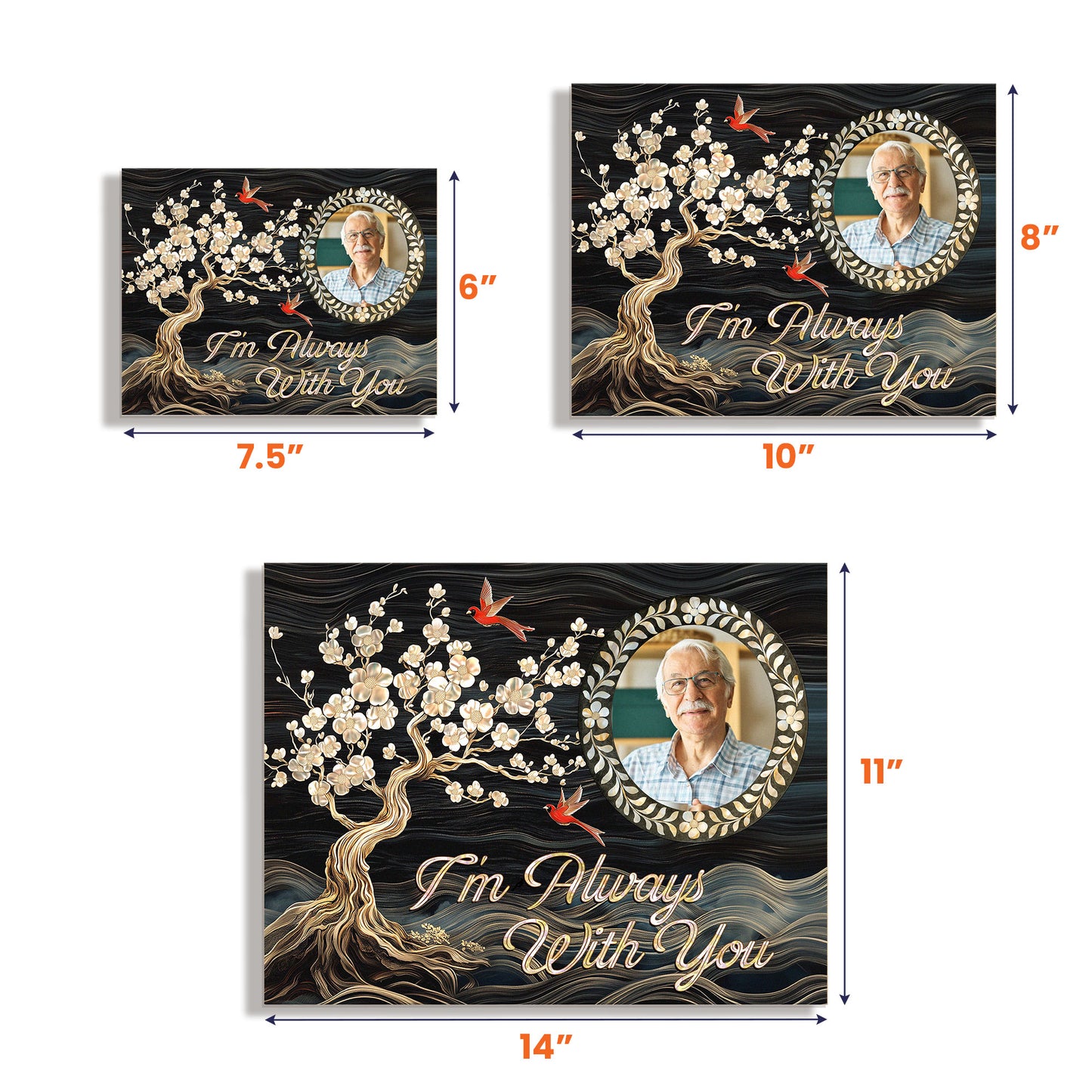 I'm Always With You Cardinal Family Tree Memorial - Custom Photo Wood Plaque