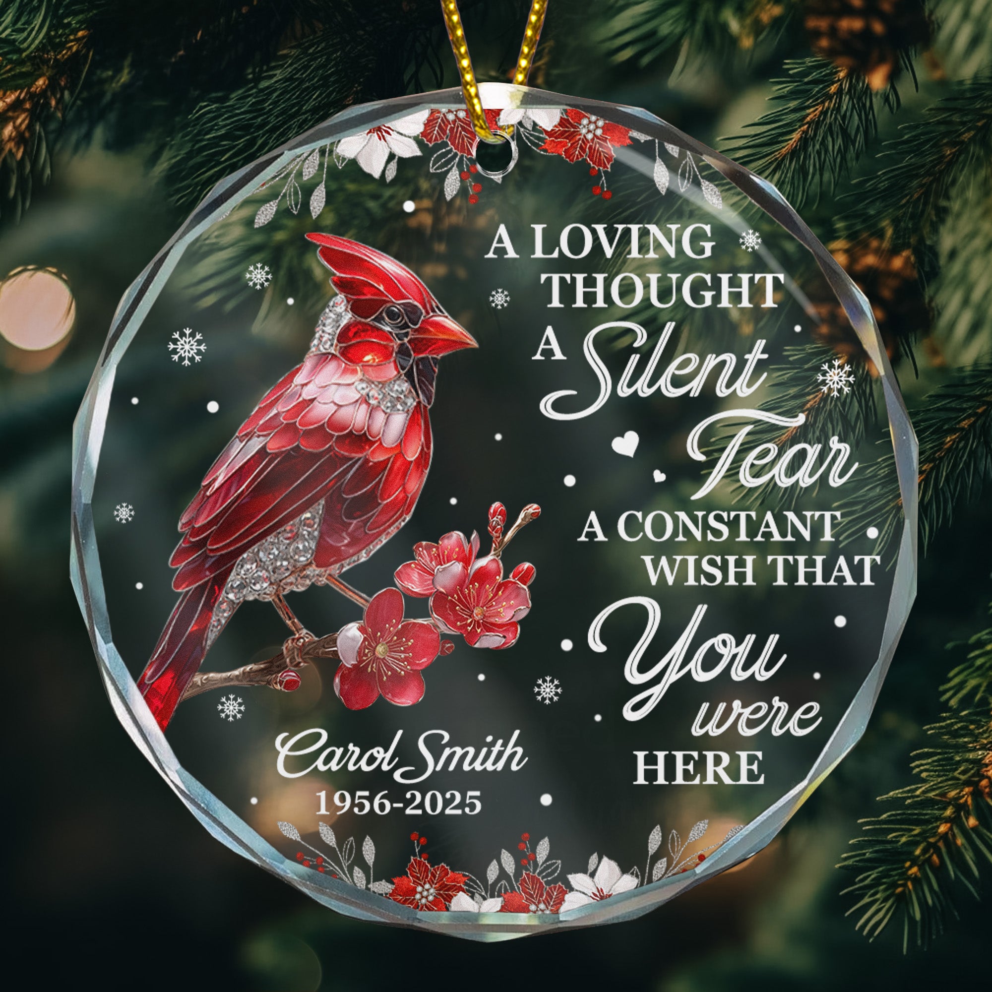 I'm Always With You Cardinal Hummingbird Memorial Gift - Personalized Glass Ornament
