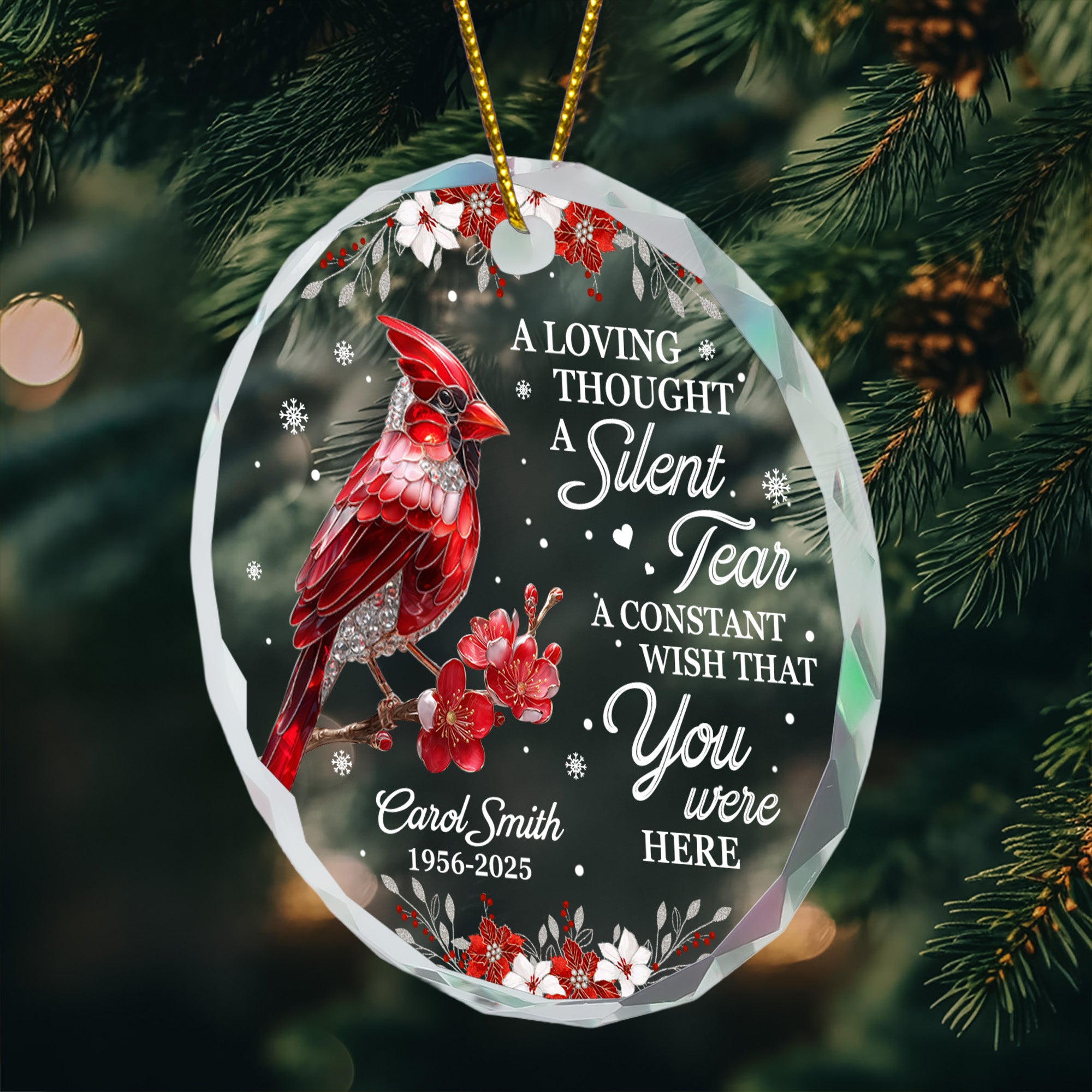 I'm Always With You Cardinal Hummingbird Memorial Gift - Personalized Glass Ornament