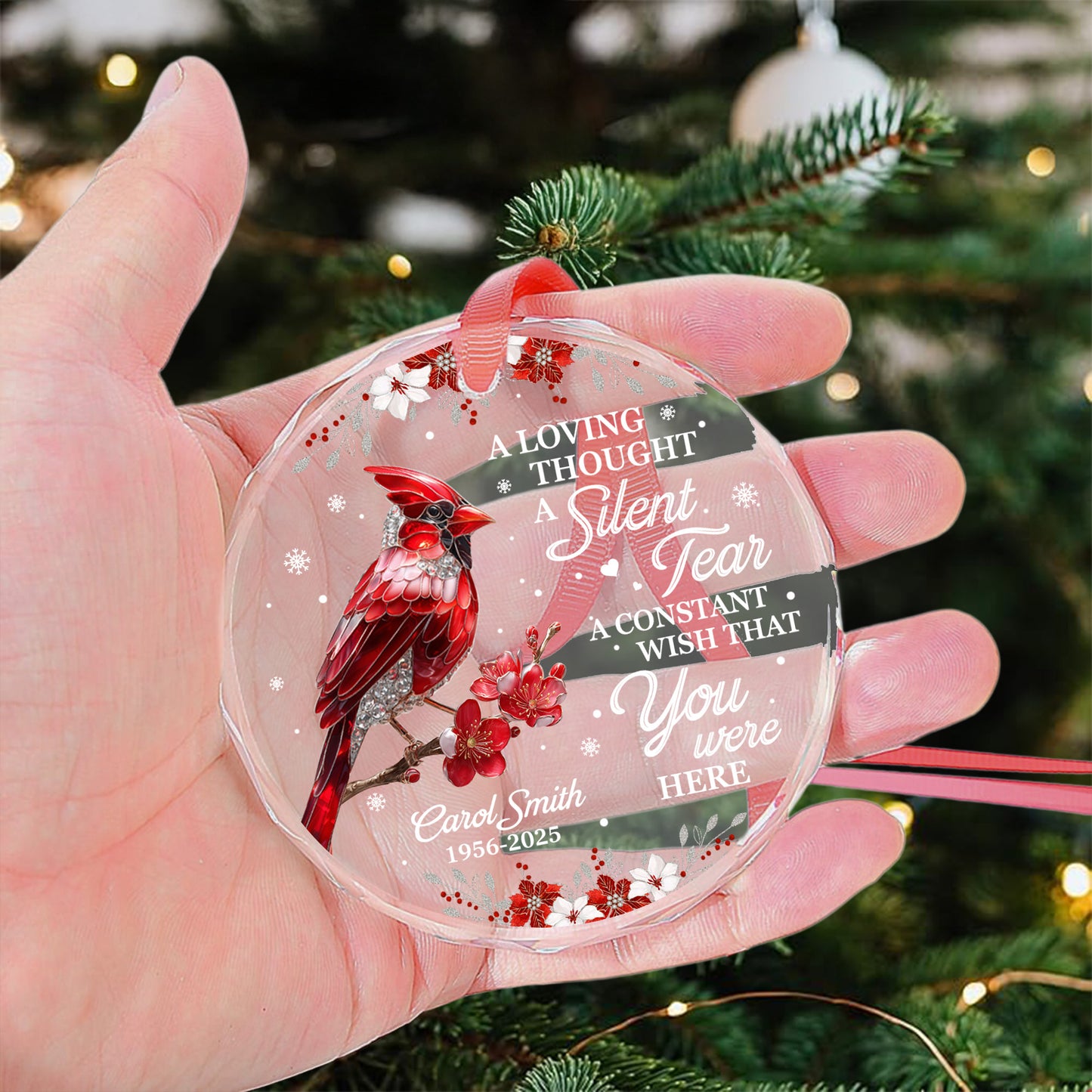 I'm Always With You Cardinal Hummingbird Memorial Gift - Personalized Glass Ornament