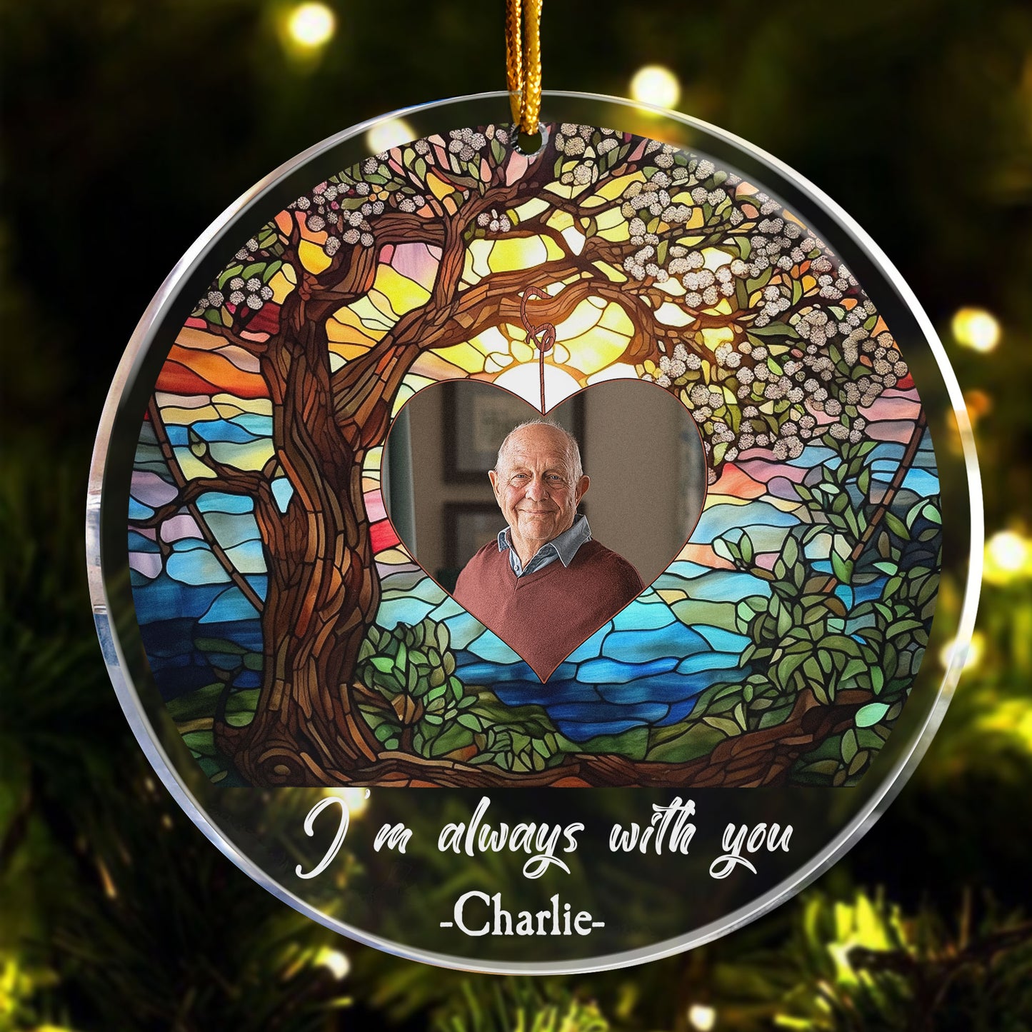 I'm Always With You - Family Tree - Memorial Gifts - Personalized Acrylic Photo Ornament