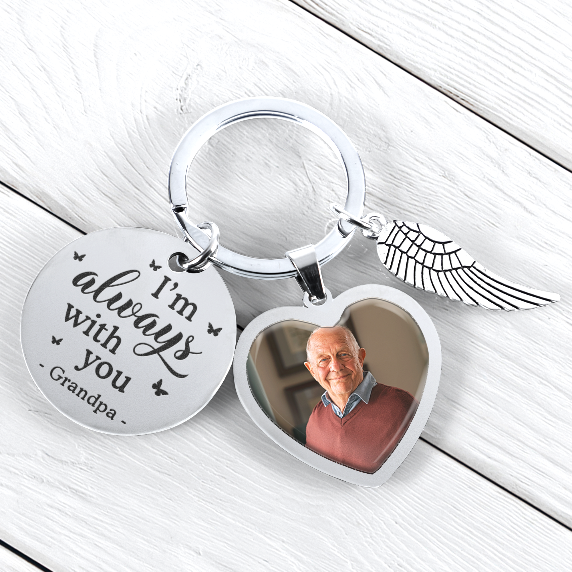 I'm Always With You Memorial Gift - Personalized Photo Keychain