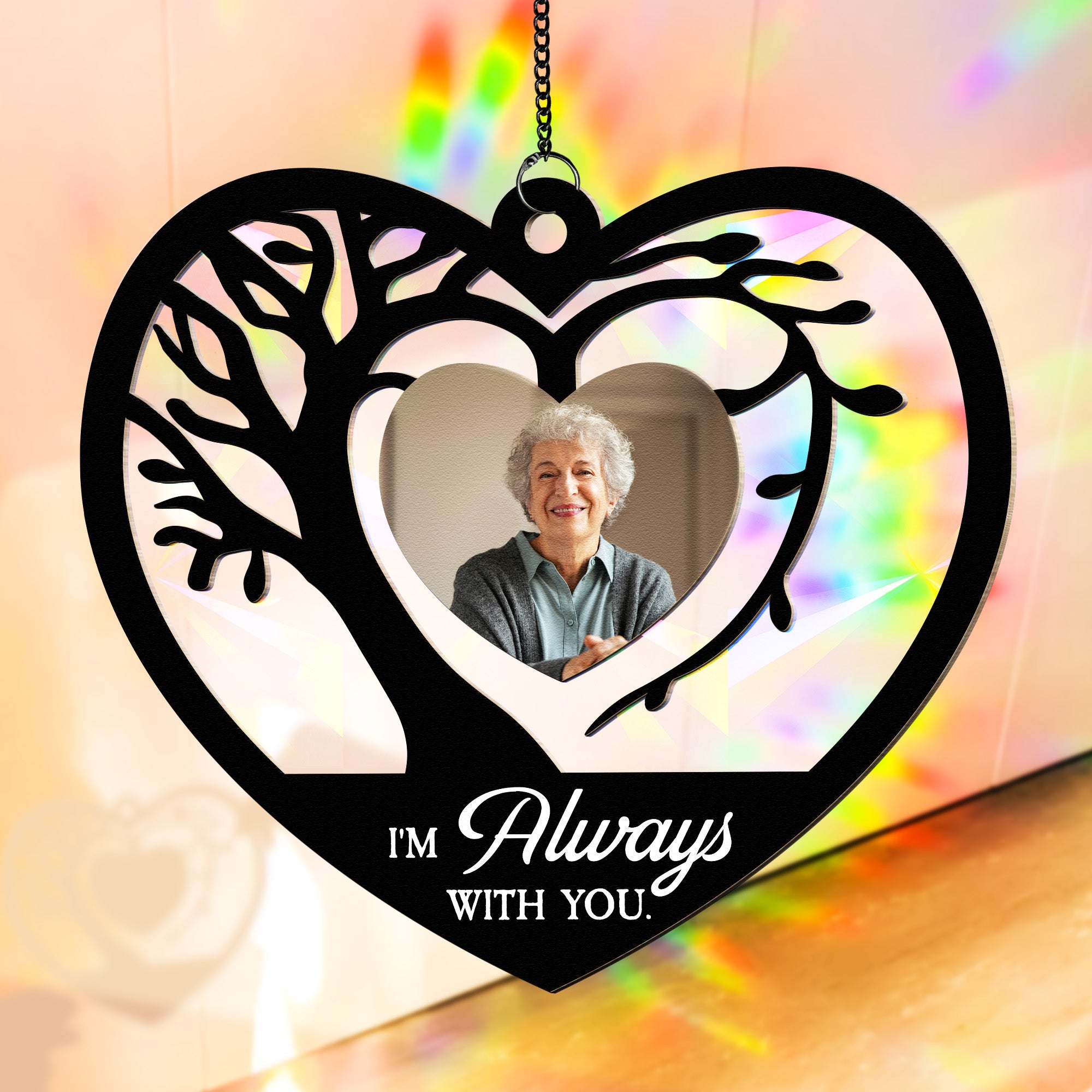 thumbnail image 2 of Personalized Memorial Suncatcher Ornament – Custom Photo Window Hanging, Sympathy Gift 2 of 9