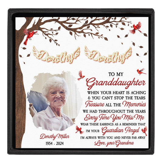 I'm Always With You Never Far Away Memorial Gift - Personalized Name Stud Earrings