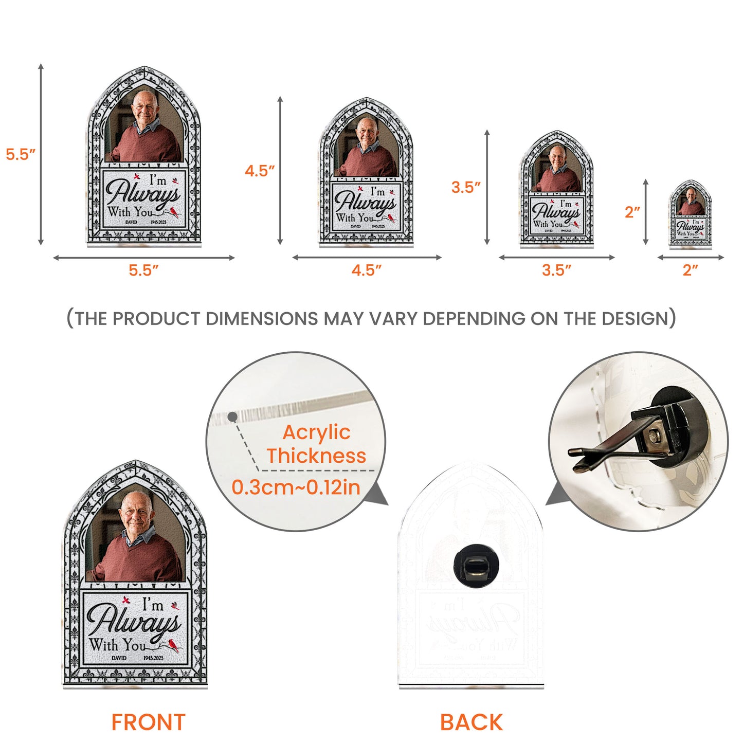 I'm Always With You - Personalized Photo Acrylic Car Vent Clip