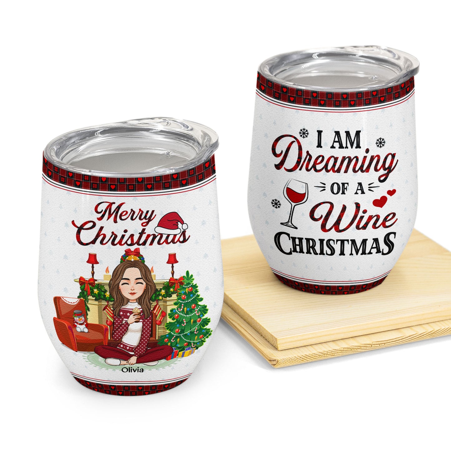 I'm Dreaming Of A Wine Christmas - Personalized Wine Tumbler