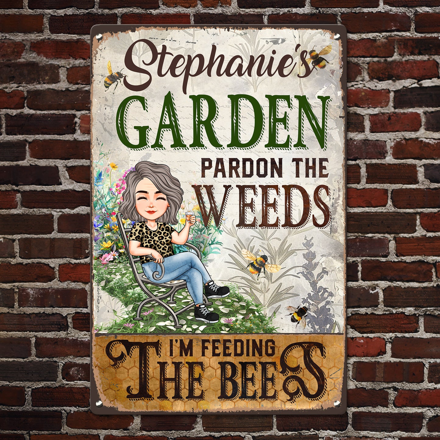 I'm Feeding The Bees - Personalized Metal Sign