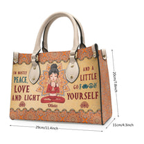 I'm Mostly Peace, Love And Light - Personalized Leather Bag