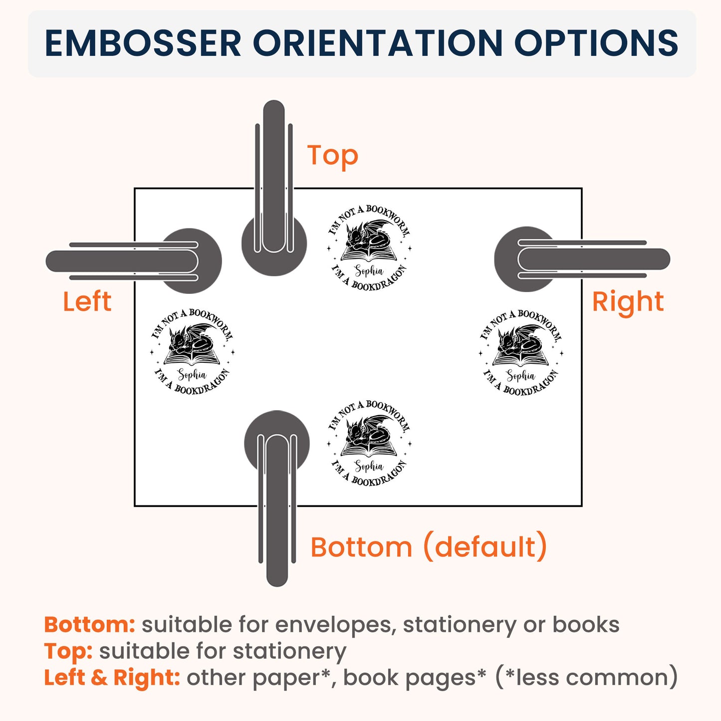 I'm Not A Bookworm, I'm A Bookdragon - Personalized Book Embosser Stamp