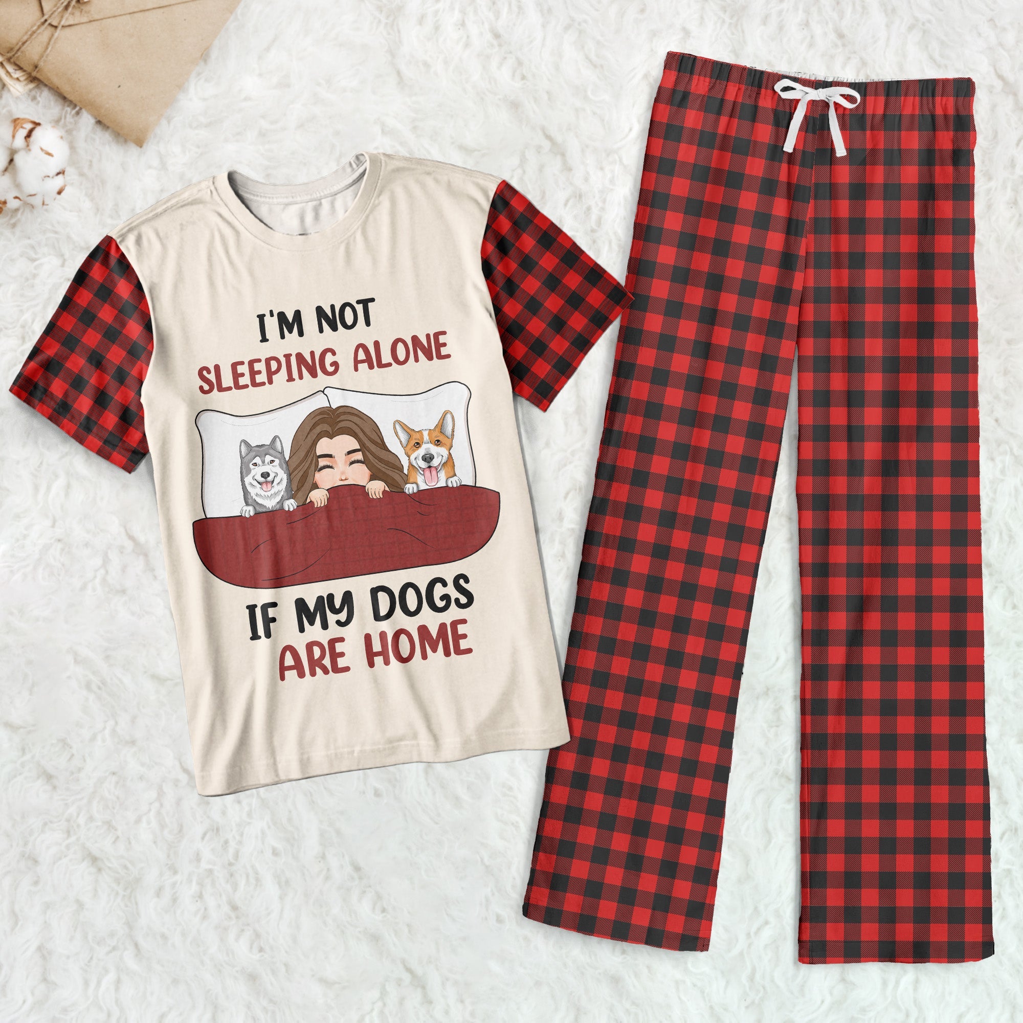 I'm Not Sleeping Alone If My Dogs Are Home - Personalized Pajama Shorts Set