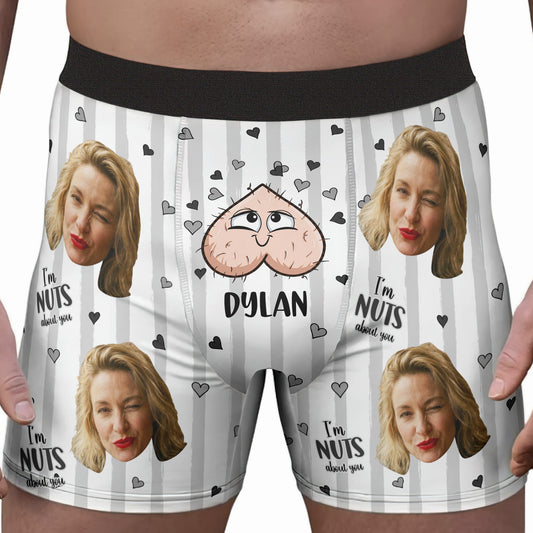 I'm Nuts About You Gift For Husband, Boyfriend - Personalized Photo Men's Boxer Briefs