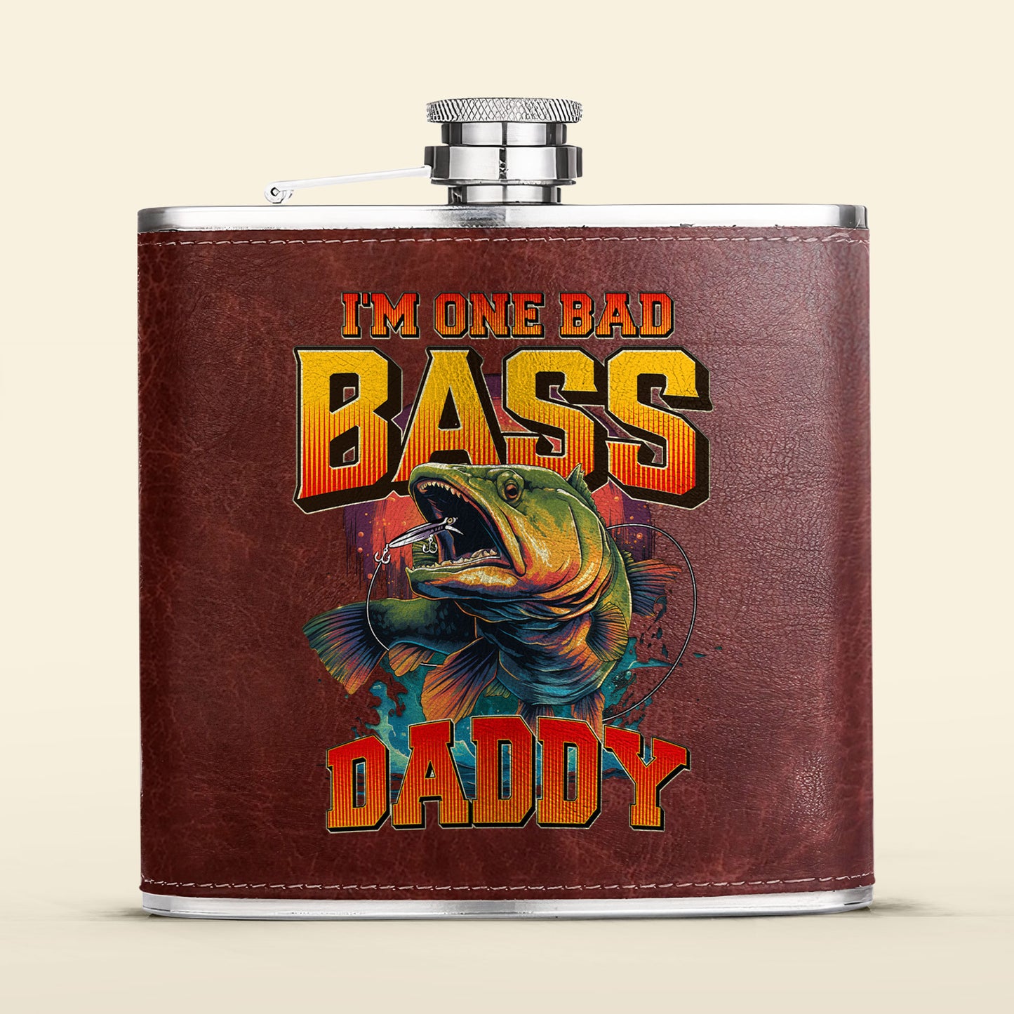 I'm One Bad Bass Grandpa, Daddy - Personalized Leather Flask