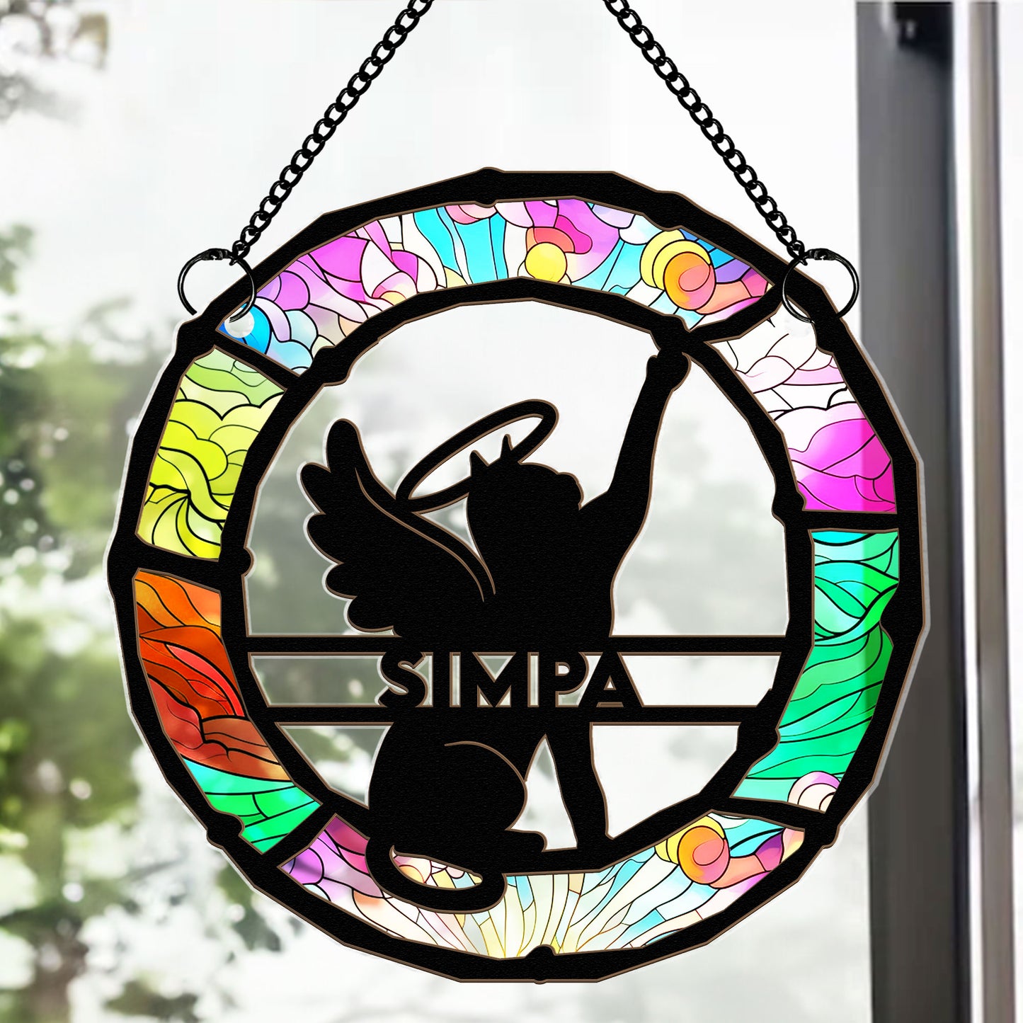 I'm Right Here Cat Loss - Personalized Window Hanging Suncatcher Ornament