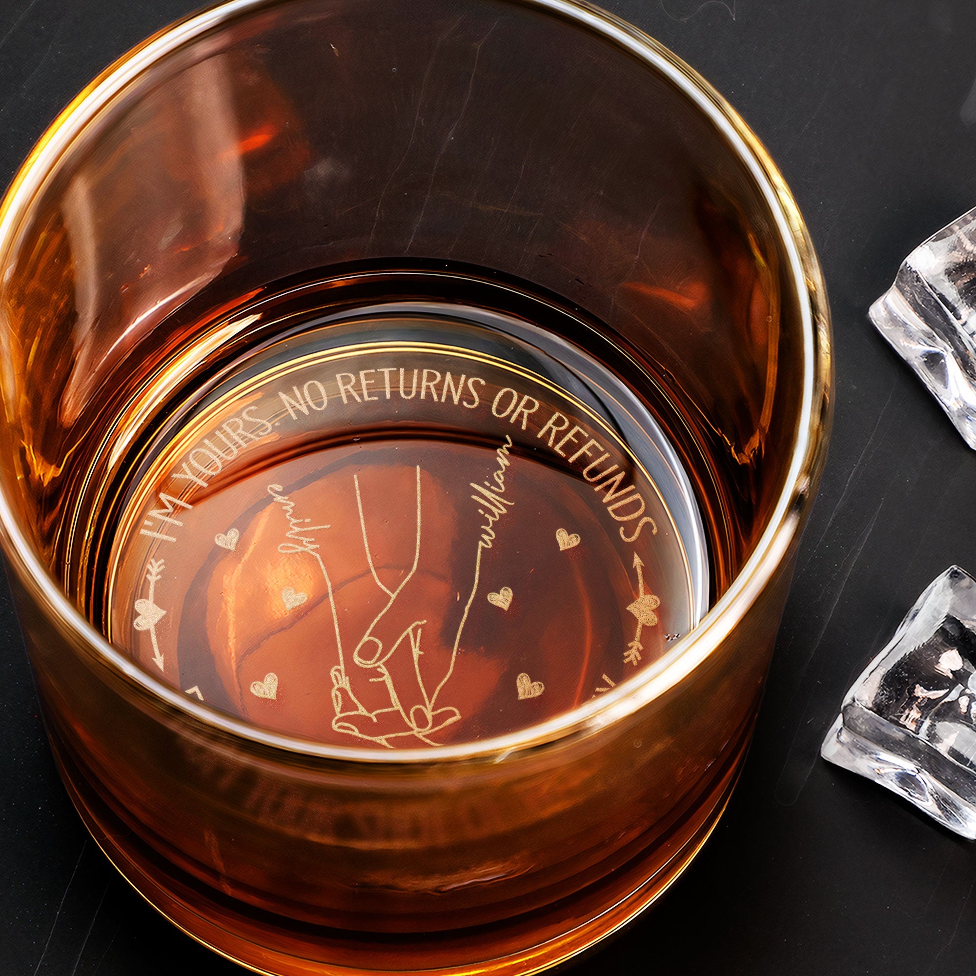 I'm Yours No Returns Or Refunds - Personalized Engraved Whiskey Glass