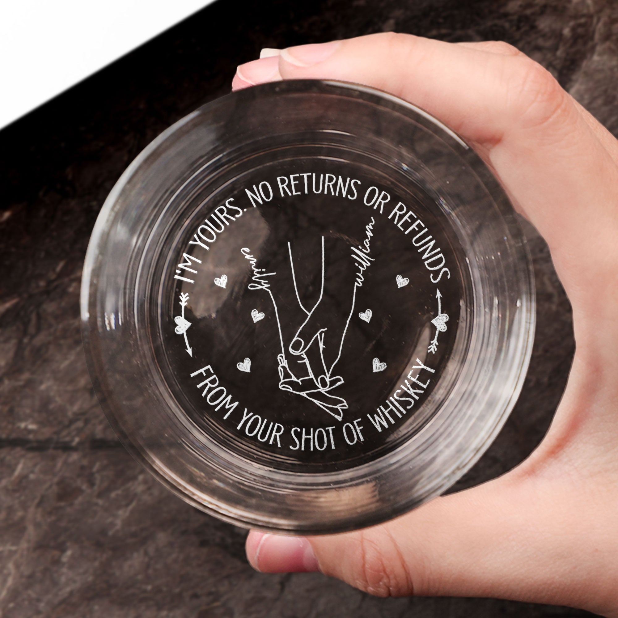 I'm Yours No Returns Or Refunds - Personalized Engraved Whiskey Glass