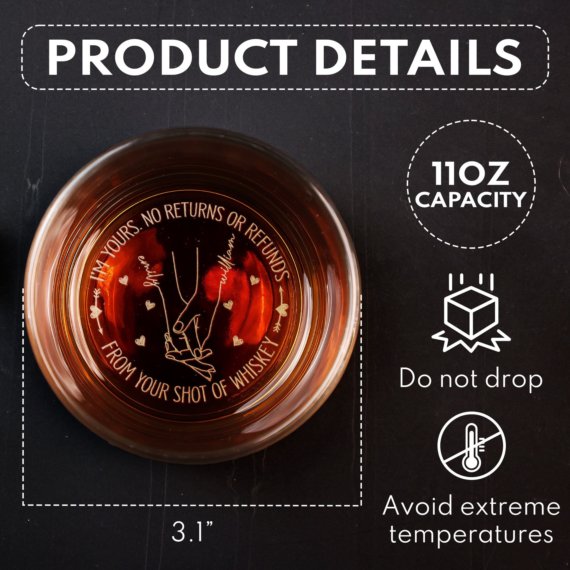 I'm Yours No Returns Or Refunds - Personalized Engraved Whiskey Glass