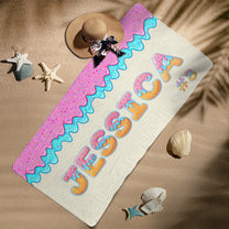 Ice Cream Drip Custom Name - Personalized Quick-Dry Beach Towel
