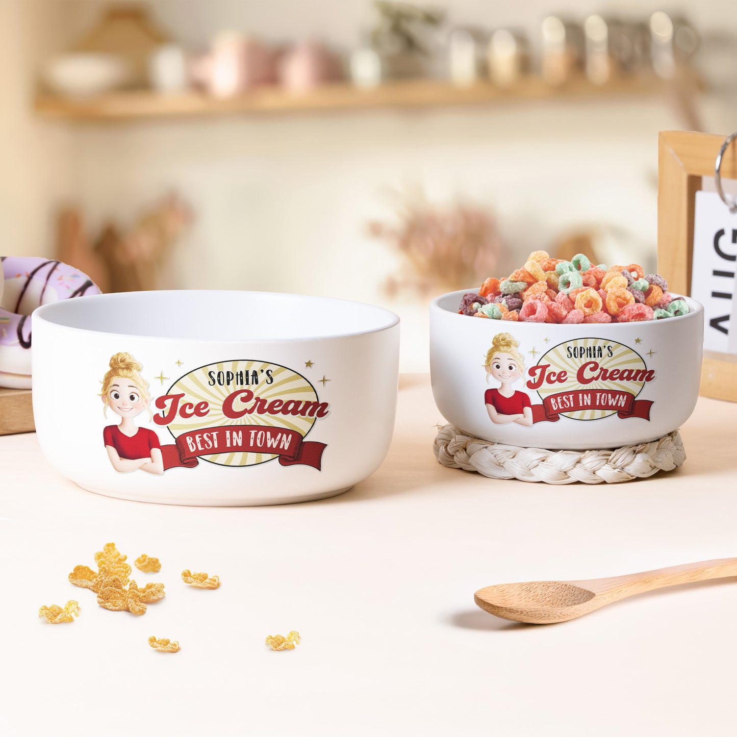 Ice Cream Popcorn Snack - Personalized Ceramic Bowl