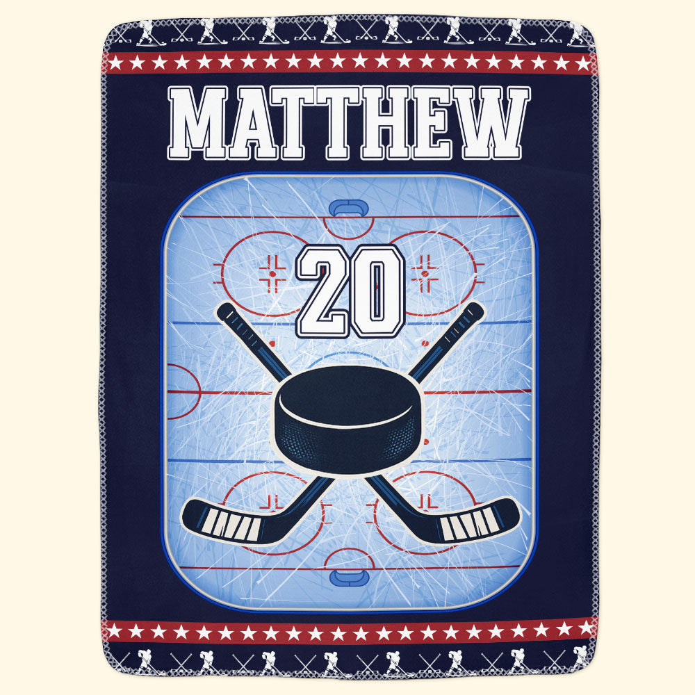 Ice Hockey Field Custom Name, Number - Personalized Blanket