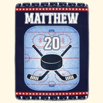 Ice Hockey Field Custom Name, Number - Personalized Blanket